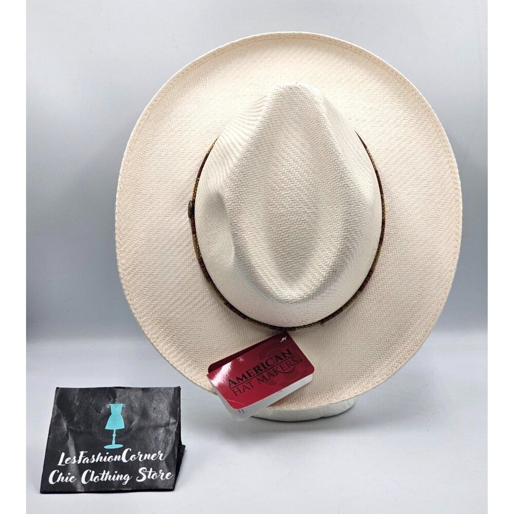 NWT American Hat Makers Freedom Laredo Men's Cream Straw Fedora Size Medium 3278 - Picture 5 of 11